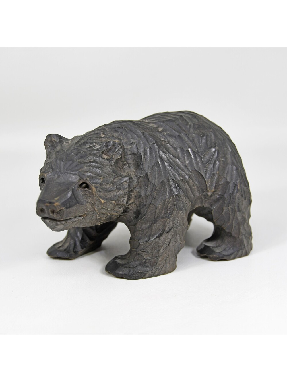 VTG Hand Carved Wooden Bear Ainu Product S. Takahashi L.A. Japan 4x3” Black